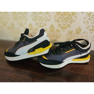 Puma Boys City Rider Electric, Black, White & Yellow Size 3